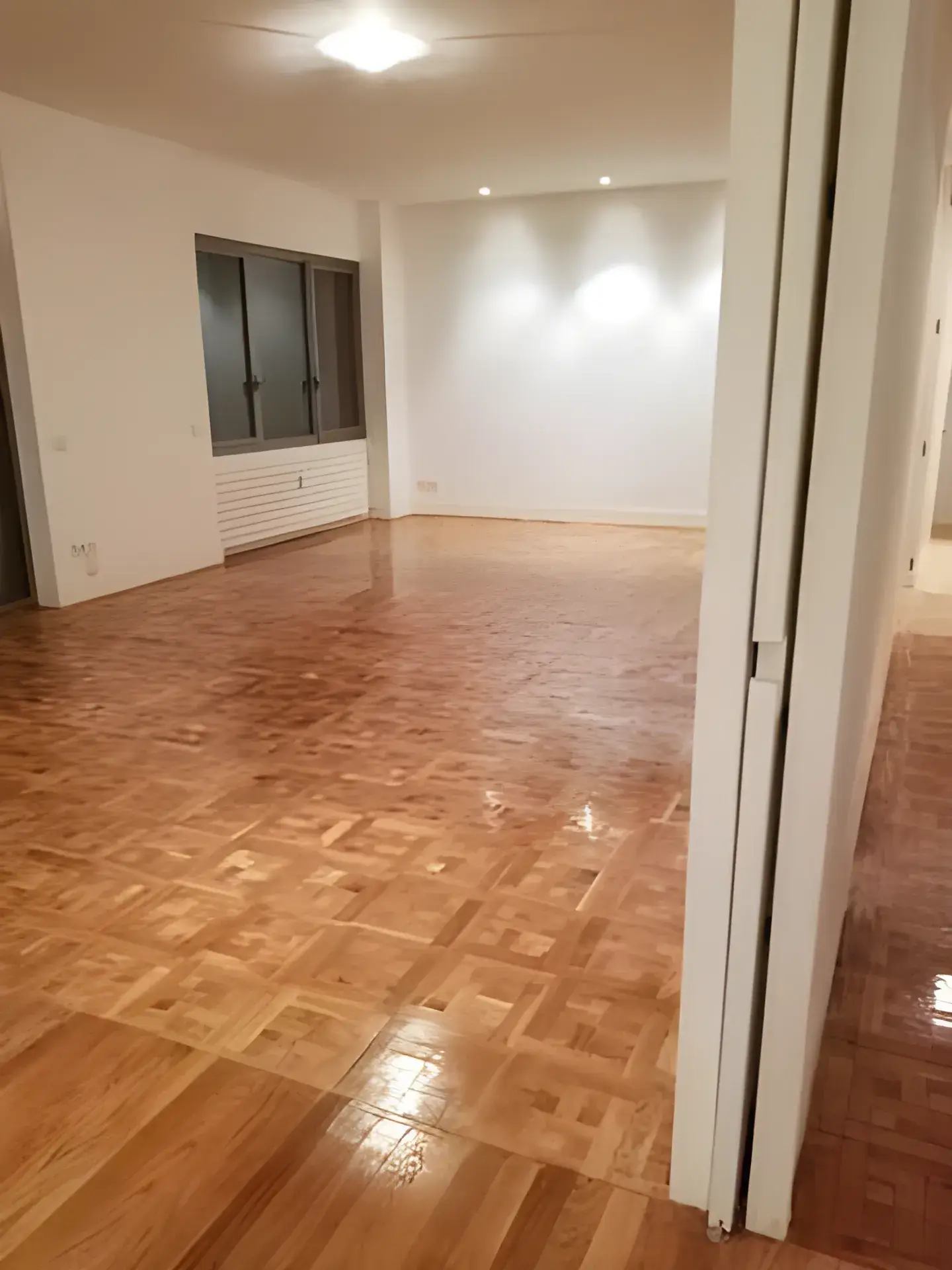 Salón amplio pintado en blanco por Los Pintores Segovia, acabado limpio y luminoso