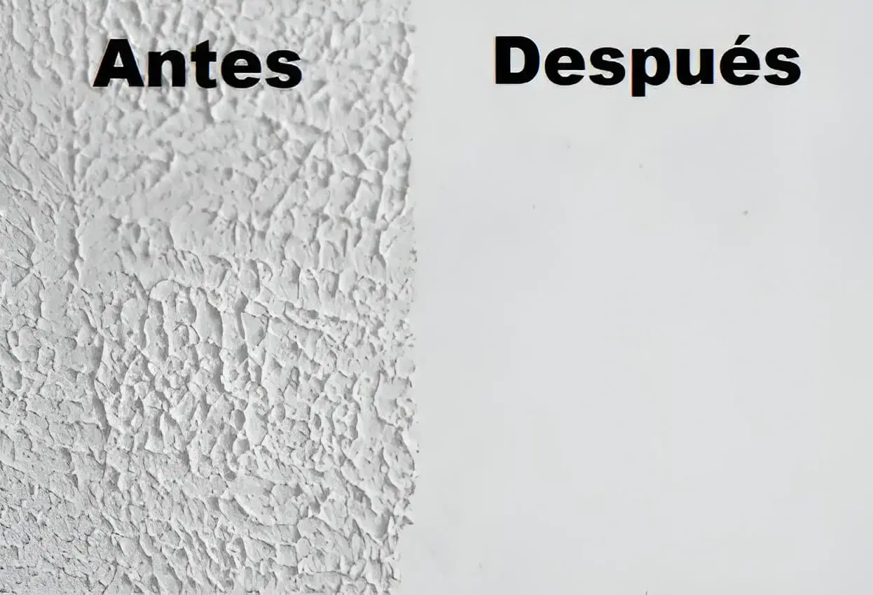 Antes y después de quitar gotelé en pared, trabajo de Los Pintores Segovia